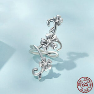 Single Sterling Silver S925 Pattern Ear Clip Simple Hollow