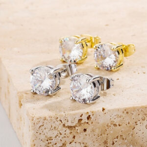 Gold-plated Micro-inlaid Round Zircon Ear Studs Earrings