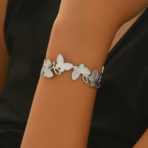 Platinum Plated Butterfly Link Bracelet – Hypoallergenic Stainless Steel, Tarnish-Free Handmade Luxury Gift for He